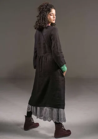 Vävd klänning "Bodil" i lin - svart