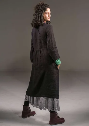 Vävd klänning "Bodil" i lin - svart