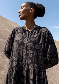 Vävd klänning "Moonlight" i viskos/lin - svart