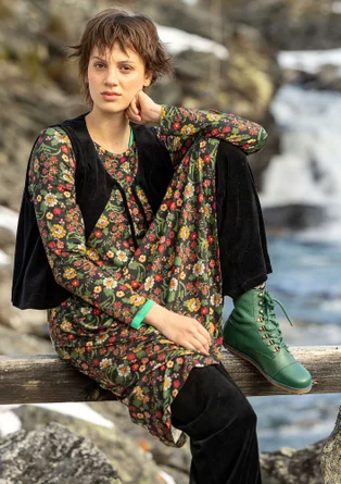 Velourväst "Nootka" i ekologisk bomull/återvunnen polyester - svart