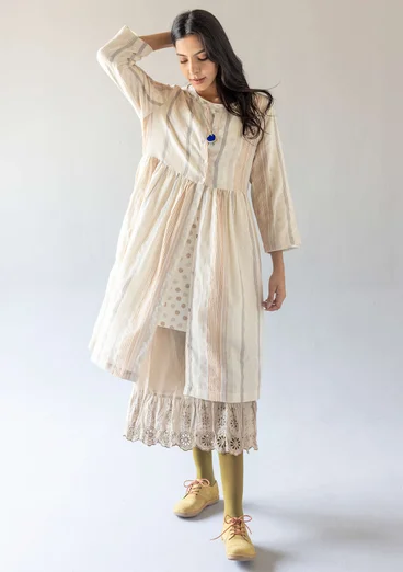 Vävd klänning "Ketchi" i ull/bomull - ostron