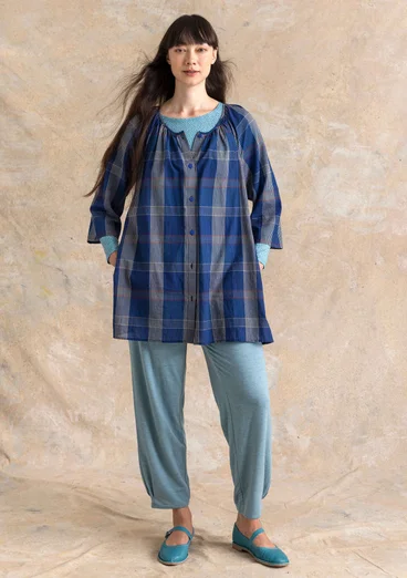 Trikåbyxa i viskos/elastan - gråblå/melange