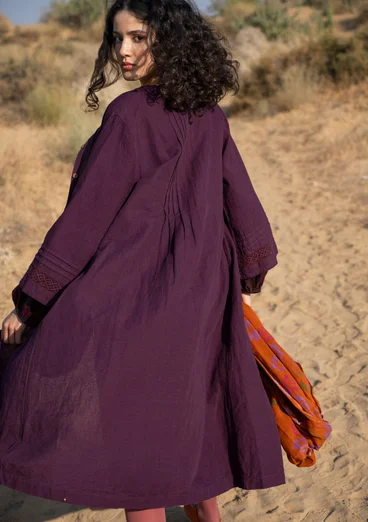 Vävd klänning "Sand" i ekologisk bomull/lin - allium