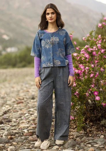 Vävd byxa "Willow" i ekologisk bomull - indigo
