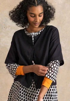 Vävd blus ”Vendela” i ekologisk bomull - svart