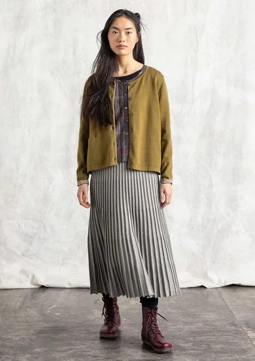 Kofta i ekologisk/återvunnen bomull - mörk oliv