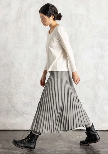 Stickad kjol i ekologisk/återvunnen bomull - gråmelange/enfärgad