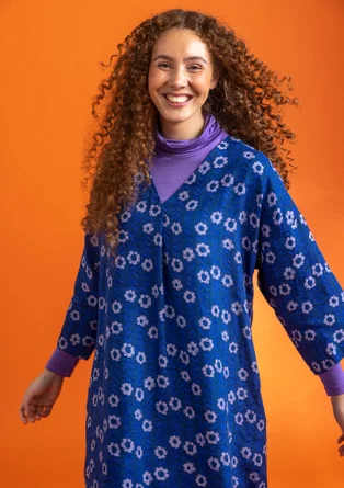 Vävd klänning "Jasmine" i lin - indigo/mönstrad