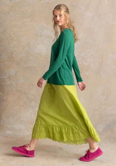 Trikåtop ”Bianca” i lyocell/elastan - mörk smaragd/mönstrad