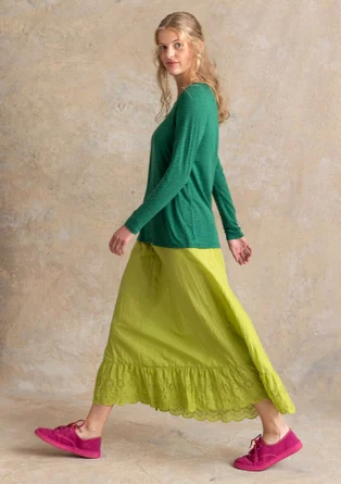 Trikåtop ”Bianca” i lyocell/elastan - mörk smaragd/mönstrad