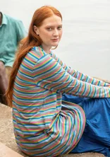 Randig trikåtunika i ekologisk bomull - flerfärgad