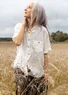 Blus "Seraj" i lin (halvblekt M)