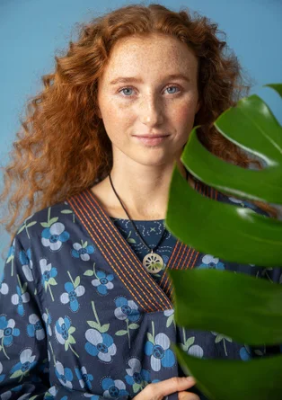 Blus "Andes" i ekologisk bomull - mörk indigo