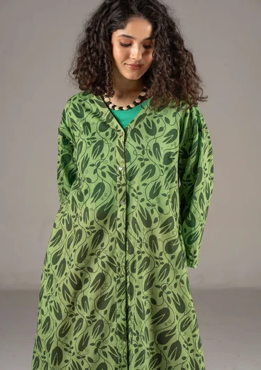 Vävd klänning "Kelly" i ekologisk bomull - cikada/mönstrad