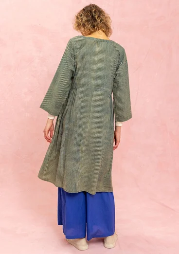 Vävd klänning ”Rose hip” i ekologisk bomull - indigogrön