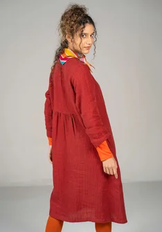 Vävd klänning "Bodil" i lin - lingon