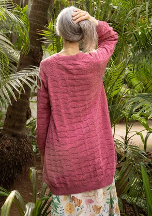 Långkofta "Harriet" i återvunnen ullmix - rabarber/melange