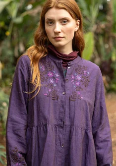 Vävd klänning "Marianne" i ekologisk bomull/lin - tjärn