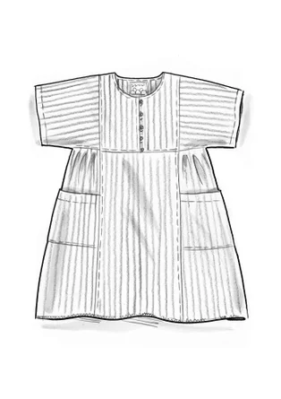 Vävd klänning "Reflexions" i ekologisk bomull - svart/halvblekt