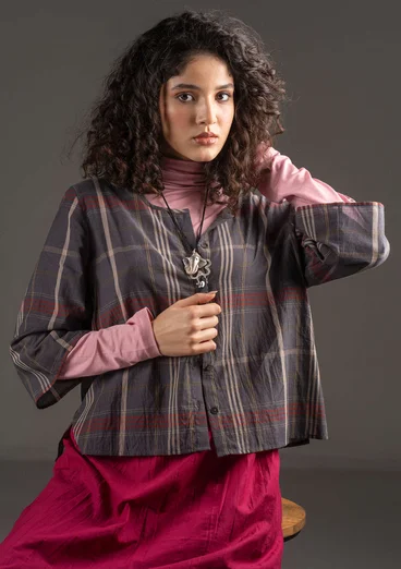 Vävd blus "Kate" i ekologisk bomull - askgrå