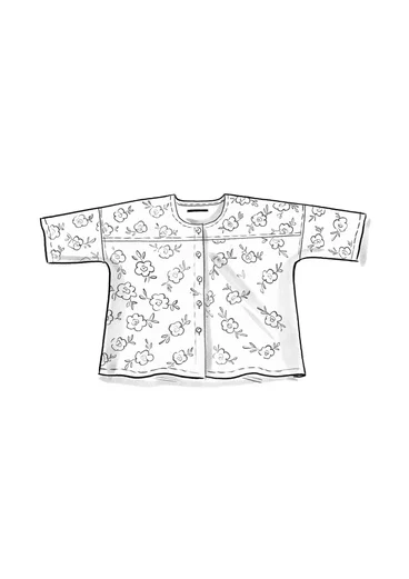 Vävd blus "Bodil" i lin - eukalyptus/mönstrad