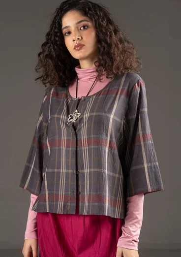 Vävd blus "Kate" i ekologisk bomull - askgrå