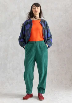 Manchesterbyxa "Rime" i ekologisk bomull - ljus buteljgrön