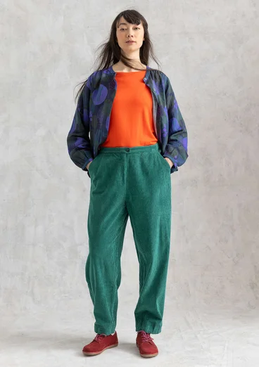 Manchesterbyxa "Rime" i ekologisk bomull - ljus buteljgrön