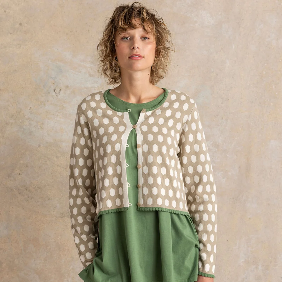 Kofta ”Vendela” i ekologisk/återvunnen bomull - mörk natur