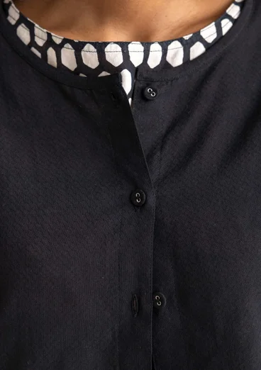 Vävd blus ”Vendela” i ekologisk bomull - svart