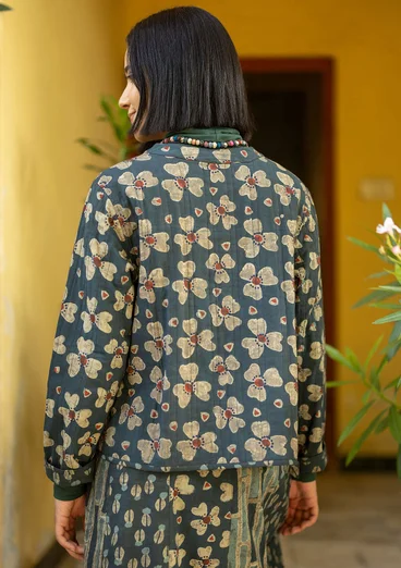 Quiltad jacka "Bloom" i ekologisk bomull - mörk indigo
