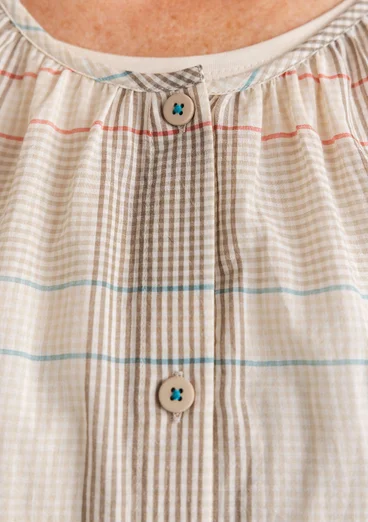 Vävd artistblus "Nora" i ekologisk bomull - natur