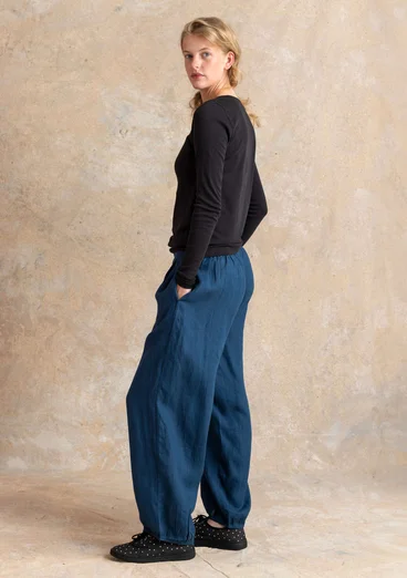 Vävd byxa i lin - stillahavsblå