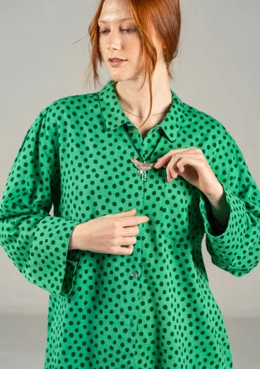 Vävd skjorta "Olivia" i ekologisk bomull - lotusgrön/mönstrad