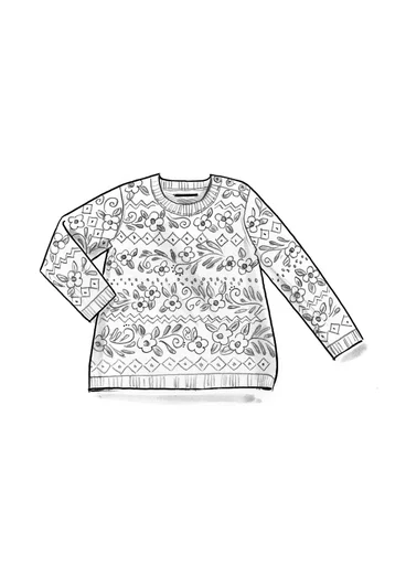 Fiskartröja "Peninsula" i lammull - helleborus/mönstrad