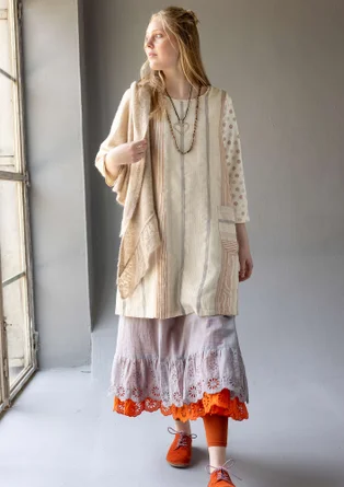 Vävd västklänning "Ketchi" i ull/bomull - ostron