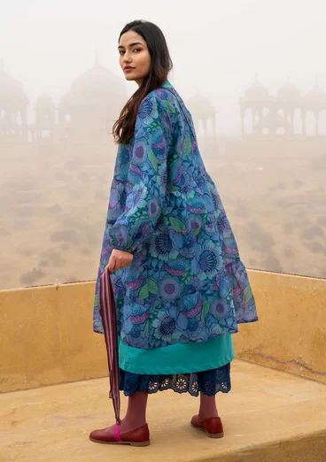 Vävd klänning "Okinawa" i bomull - ljus indigo