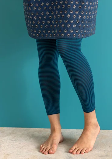 Randiga leggings i återvunnen polyamid - stillahavsblå/teal