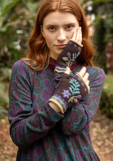 Torgvante "Louise" i ullmix - mörk choklad