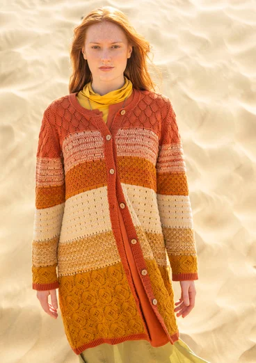 Långkofta "Chloe" i återvunnen bomull - henna