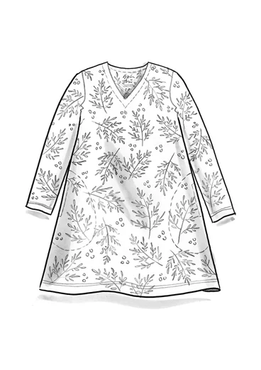 Trikåtunika "Judit" i ekologisk bomull/modal - skogsgrön/mönstrad