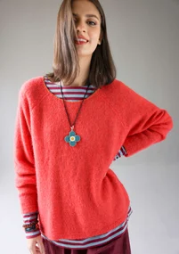 Tröja i alpackamix - korall