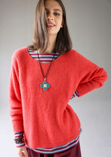 Tröja i alpackamix - korall