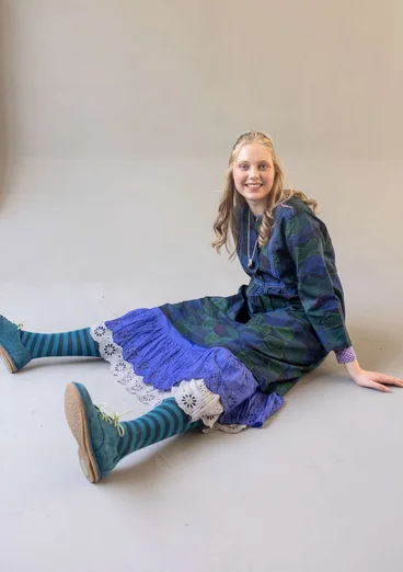 Vävd klänning "Alaska" i ekologisk bomull/lin - mörk indigo