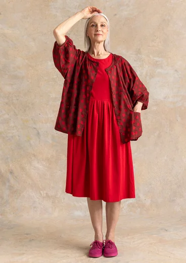 Trikåklänning ”Himla” i ekologisk bomull - amaryllis