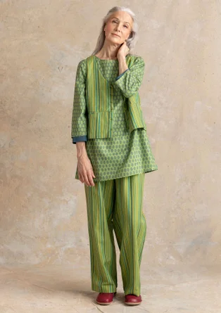 Vävd väst ”Esme” i bomull/lin - kiwi/randig