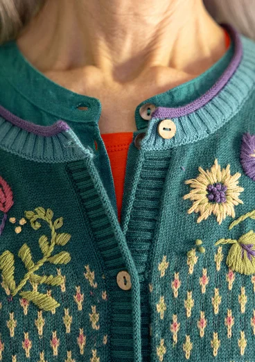 Kofta "Louise" i ullmix - påfågelgrön