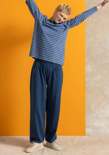 Trikåbyxa i ekologisk bomull/elastan - stillahavsblå