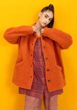 Stickad jacka i ullbouclé - grapefrukt/melange