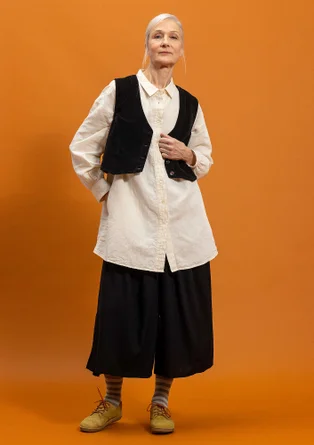 Vävd skjorta "Camille" i ekologisk bomull/lin - fjäder